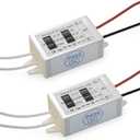 Lustaled DC 12V Power Supply Driver Transformer - 15W Waterproof IP67 120VAC to 12V DC Converter Constant Voltage Switching Power Supply for LED Strip Lights, G4 MR11 MR16 Display (2-Pack)