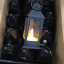 Hoolerry 24 Set Christmas Mini Lanterns with LED Candles 5.5'' Decorative Hanging Small Vintage Lantern Centerpiece Battery Powered for Wedding Table(Black)