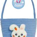 Easter Basket, Easter Baskets for Kids, Baby Easter Basket with Handle, Empty Bunny Egg Basket, Easter Baskets for Boys, Girls, Toddler, Babies, Infant Easter gifts basket Personalized (Sky Blue Bunny)