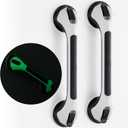 TAILI Shower Grab Bar Glow in The Dark, 2 Pack 16.8 in Grab Bars for Bathtubs and Showers, Shower Handle Shower Rail for Seniors and Elderly,Bathroom Safety Grip Removable No Drilling Waterproof Black,16.8", Black& Glow Green 