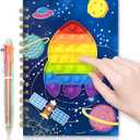 Pop Notebook for Kids, Fidget Boys Diary Journal 8.3x5.7 Inches 160 Lined Pages with 6 Multicolor Pen Spiral Journal for Teenage School Writing Drawing Pop Rocket It Gifts Stuff Age 6 8 10 12
