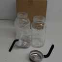 Baderke 2 Pcs Glass Mouth Mason Jars Pitcher with Stainless Steel Pour Spout Lid Leaking Proof Wide Mouth Mason Jars for Drinks Iced Coffee Milk Sun Tea Lemonade Juice(64 oz)