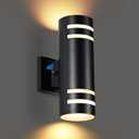 futxnziey Dusk to Dawn Wall Light 1 Pack, Modern Outdoor Wall Lights with LED Bulbs, Cylinder Black Porch Light Fixture Wall Mount, Up and Down Lighting Outdoor Wall Sconce for House Porch Door