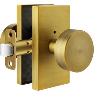 Antique Brass Door Knobs Interior, Privacy Door Knobs with Lock, Antique Vintage Modern Door Handle for Bedroom Bathroom