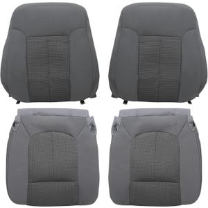 Steel Gray Front Driver & Passenger Side Bottom & Top Lean Back Replacement Cloth Seat Covers Compatible with Ford F250 F350 F450 F550 2011 2012 2013 2014 2015 2016