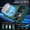 Magnetic for iPhone 16 Pro Case [Slide Camera Cover] [Compatible with Magsafe] [Kickstand] [Military Grade Protection] Shockproof Rugged Case for iPhone 16 Pro,Green