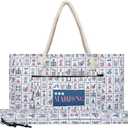 TIASUSAN Empty Printed Mahjong Bag for American Mahjong Set, Mahjong Carrying Bag with Tiles Bag and Racks Drawstring Bag