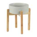 Ceramic 8.2inch Raised Dog Bowl Set, Elevated Feeder with Stand, Food and Water Bowl for Large Breed Dogs, Weighted Pet Dish(60oz, Grey)