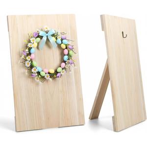 27 x 17 Inch Wreath Easel Stand Board for Making Wreaths Display Easter St. Patricks Day Wedding Wood Wreath Holder Making Easel Assistant Tabletop Display for Craft Tool, No Garland(Natural Wood)
