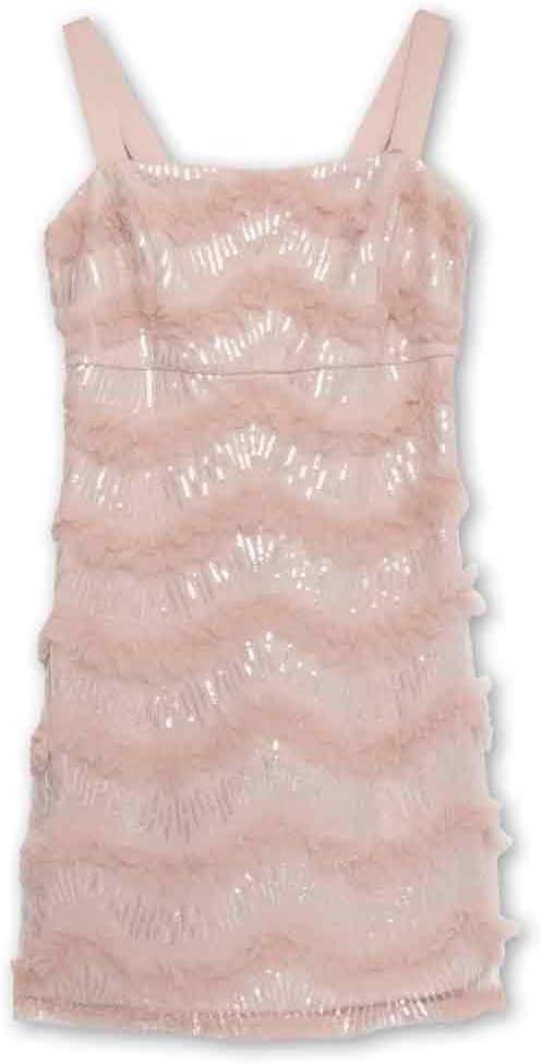 Speechless Girls' Sleeveless Square Neck Textured Ruffle Sequin Mini Dress (8, Blush)