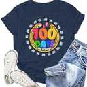100 Days of School Shirt Womens Teacher Tshirt 100th Day Tee Top (X-Large, Pink)