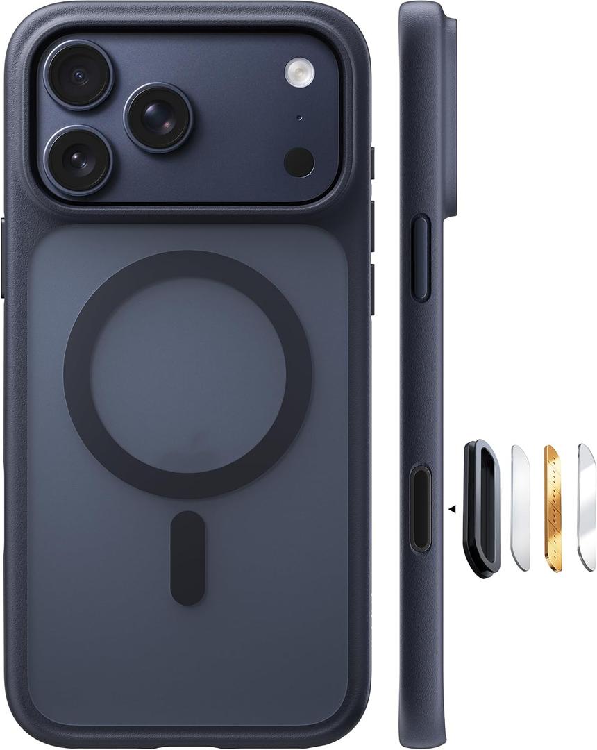 TORRAS Stronger Magnetic & Shockproof for iPhone 17 Pro Max Case, Fit for MagSafe, Military Grade Drop Protection, Camera Control, DIY Button, Slim for iPhone 17 Pro Max Case Translucent Matte Black