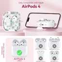 With Safety Lock for Apple AirPods 4 Case,Clear Floral Cute AirPod 4th Generation Case with Phone Stand & Cleaning Kit for Women Girly-Blue Narcissus