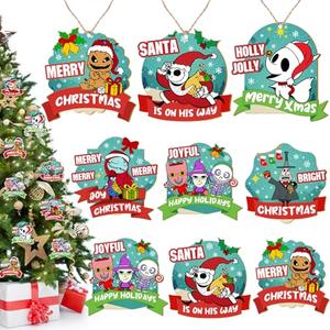 Christmas Tree Decorations, 18PCS Christmas Jack Sally Wooden Hanging Ornaments for Tree, Wood Nightmare Christmas Before Decor Indoor Home Party Gifts