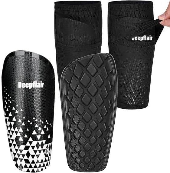 Soccer Shin Guards with 1 Pair Shin Guard Sleeves Protective Equipment Shin Guards Soccer Cushion Protection Reduce Shocks for Shin Guards Soccer Youth/Adult (M)