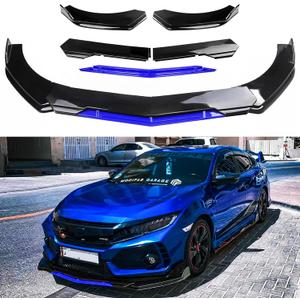 DREAMIZER Front Lip for Car,Universal Front Bumper Lip Chin Spoiler Splitter Diffuser Protector Body Kit Compatible with Honda Nissan Toyota Mazda, Black w/Blue