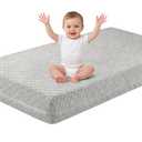 Crib Mattress, Dual-Sided Breathable Baby and Toddler Memory Foam Mattress with Removable and Washable Cover, 100% Knitted Fabric, Fits Standard Cribs and Toddler Beds, 52" x 28" x 5", Grey