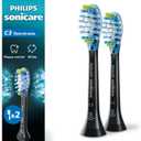 Philips Sonicare C3 Two-in-One - Genuine Replacement Electric Toothbrush Heads, Black, 2 Pack, HX9042/95