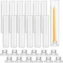 Teenyyou 12 Set Glass Hurricane Candle Holders Candlestick, 11.8", Smooth