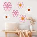 UwinVwin 6 Pcs Boho Daisy Wall Hanging, Woven Macrame Flower Decor, Bohemian Wall Art for Living Room, Bedroom, Home