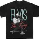 Elvis Presley Unisex Adult Official Elvis Presley Merch the King T-Shirt (Black)