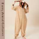 Unisex Adult Onesie Cartoon Goat Pajamas Animal Cosplay One Piece Comfy Sleepwear Homewear Halloween Costume (Brown, L)