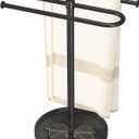 Towel Holder Stand, Stainless Steel Hand Towel Holder Rack for Bathroom Countertop, S-Shape Free Standing Towel Bar Holds 2 Towels for Kitchen Countertop, Black