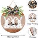 Easter Wreath for Front Door, Easter Bunny Rabbit Wreath with Bow Door Decoration for Home Wood Door Sign Hanger Decor Spring Welcome Farmhouse Rustic Holiday Home Hanging Decoration (Multicolor)