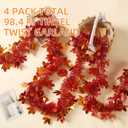 100 Feet Fall Maple Leaves Garland Orange Tinsel Leaf Thanksgiving Decoration for Tree Autumn Harvest Mantle Decor Party Garland Supply (100 FT)