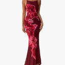 PRETTYGARDEN Womens Summer Dresses 2025 Elegant Spaghetti Straps Evening Gown Floral Print Bodycon Maxi Mesh Sundress Large