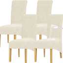 Waterproof Chair Covers Set of 4 - Stretch Xl/Oversized Extra Large Dining Room Chair Covers Washable Chair Protectors Covers High Back Large Chair Cover Slipcover Dining Chair Slipcovers（Cream）