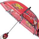 Disney Kids Umbrella, Lightning or Mickey Mouse Toddler and Little Boy Rain Wear for Ages 3-6 (Red)