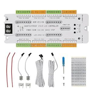 Copgge 32 Channel Motion Sensor LED Stair Controller Automatic Staircase Lighting Controller Short Circuit Proof Stairway Step Light Controller Adjustable Brightness for Indoor Under Stair Lighting