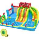 JOOLOOG Giant Inflatable Water Slide Park & Bounce House, 10-in-1 Combo with 3 Slides, Bounce Zone, 2 Pools for Kids
