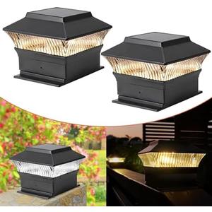 Involux 2 Pack Solar Post Cap Lights - Classic #1: for Flat Surfaces & 4x4 Vinyl, Also Fits 4x6 Wood (Sits-On-Top), 25 Lumen 3000K Warm White, Outdoor Deck Fence Light, Waterproof, Matte Black, Missing Screws & Plastic Anchors