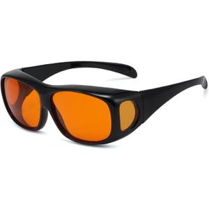 Eyekepper 100% Blue Light Reduction,Huge Fitover Anti-Blue Blocking Computer Eyeglasses with Extra Amber Lenses, Black