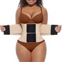 FeelinGirl Waist Trainer Workout Waist Cincher Trimmer Belt Tummy Control Body Shaper Triple Wrap Women and Men (Medium, Skin)