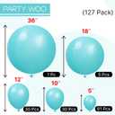 PartyWoo Teal Balloons 127pcs Different Sizes Pack of 36 18 12 10 5 Inch Turquoise Dark Teal Balloon Arch Kit for Baby Shower Gender Reveal Graduation Mermaid Birthday Pool Party Decorations Blue-Y69