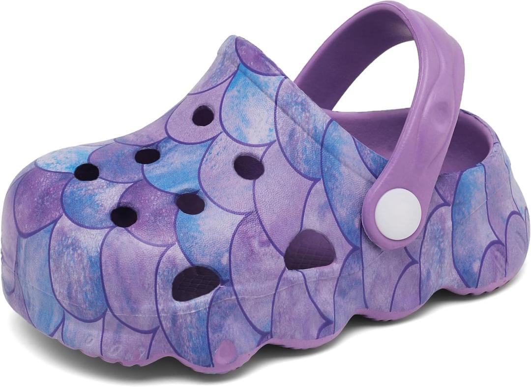 INMINPIN Kids Cute Clogs Cartoon Garden Shoes Boys Girls Slides Slippers Indoor Outdoor Children Water Shower Beach Pool Sandals (13-14 Little Kid, Purple)