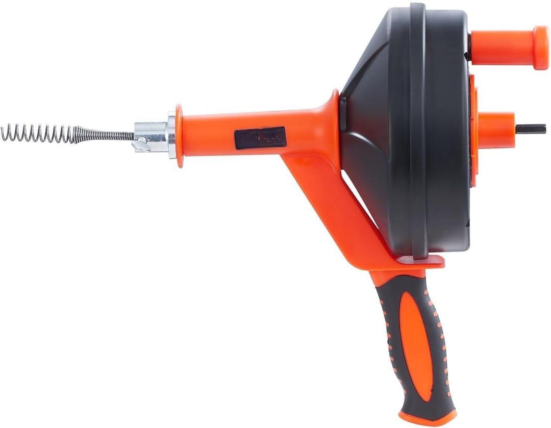 Drain Auger 25Ft, Plumbing Snake with Drill Attachment, Plumbers Snake Drain Clog Remover for Kitchen Bathroom Shower Sink with Protective Hose and Gloves