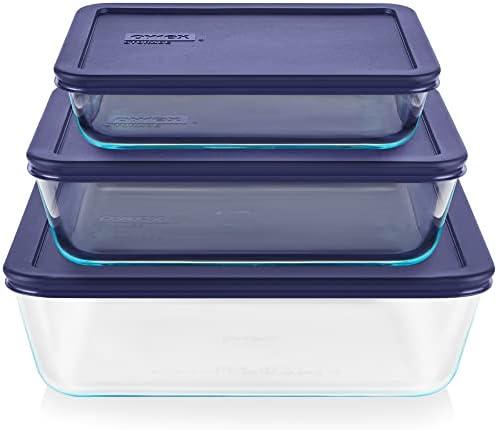 Pyrex Simply Store (2-Pack) Rectangular Glass Food Storage Containers Set, (3 & 11 Cup) Meal Prep Containers With BPA-Free Lids, Dishwasher & Microwave Safe Missing Lid