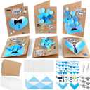 Yomjress 24 Sets Father's Day DIY Card Making Kit 3D Heart Tie Trophy Greeting Cards with Envelope Stickers Fathers Day DIY Card Crafts for Gifts Exchange Best Dad Daddy Papa Party Favors