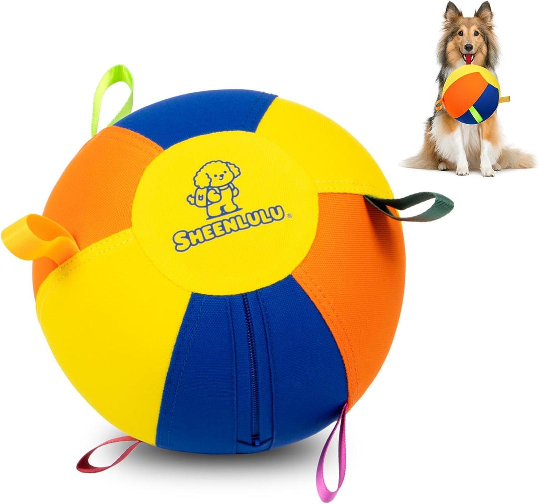 Herding Ball for Dogs, 10'' Dog Training Soccer Ball with Straps for Australian Shepherd, Border Collie, Cattle Dog, Small & Medium Breed Outdoor Play