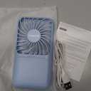 Gaiatop Portable Handheld Fan, 3 Speed LED Makeup Mirror with Light, Folding Stand for Desktop, Rechargeable Mini Personal Fans Small Travel Essentials Gifts for Women Girls (Blue)