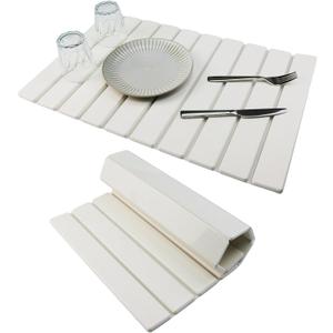 Large Stone Drying Mat for Kitchen Counter Diatomaceous Earth Collapsible 24L*16WSuper Heat Resistant Mats, Quick Absorbent Dish Drying RackWhite (23.6" x 15.4")
