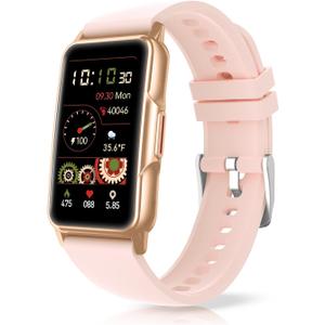 Smart Watch Health Fitness Tracker with 24/7 Heart Rate, Blood Oxygen Blood Pressure Sleep Monitor, 115 Sports Modes, Step Calorie Counter Pedometer IP68 Waterproof for Android and iPhone Women Men (Golden Rose Pink)