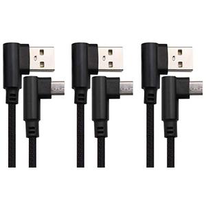 AAOTOKK 3 Ft 90 Degree Micro USB Cable Right Angle USB 2.0 Micro Male Nylon-Braided Fast Sync & Charging Cord Compatible with Android, Samsung, LG,Huawei, Smartphones & More(Black/3-Pack)