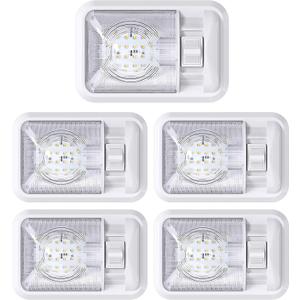 5 Pack 12V Led RV Ceiling Dome Light RV Interior Lighting for Trailer Camper with Switch, Single Dome 300LM (Natural White 4000-4500K, 5-Pack)