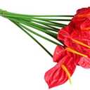 9Pcs Artificial Anthurium Flowers Real Touch Fake Flower for Home Decor Floral Arrangements Bouquets (Red)