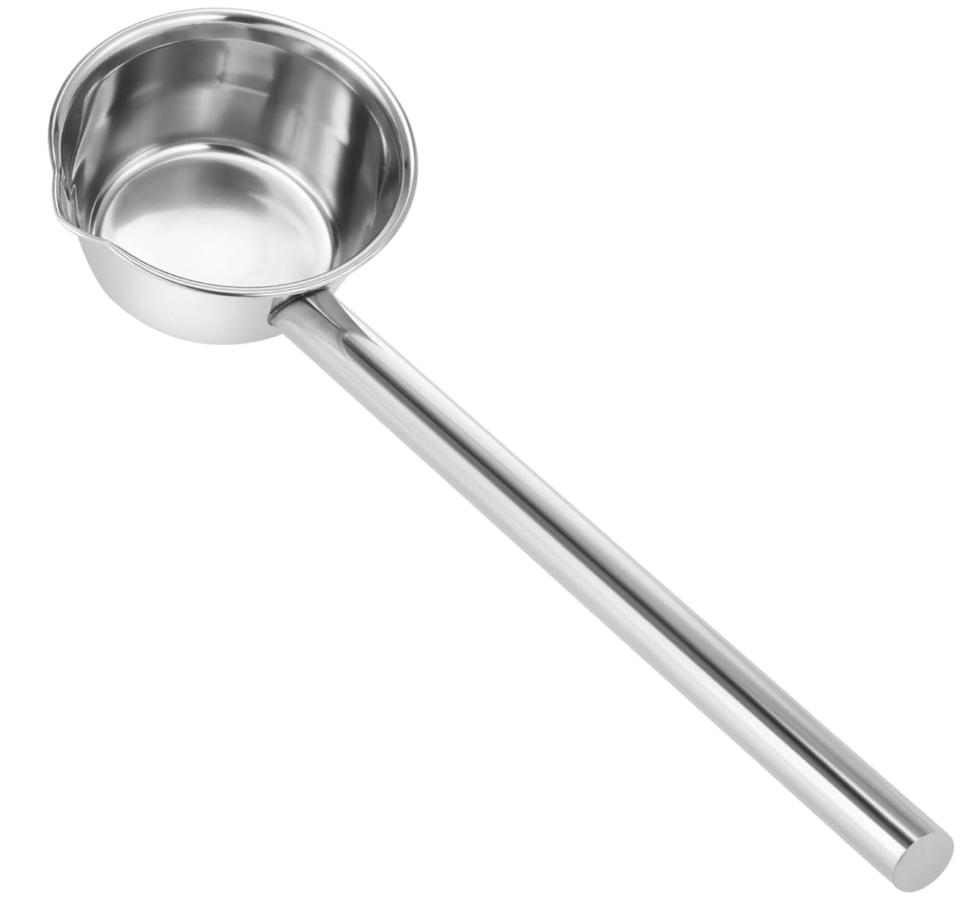PRETYZOOM 14‘’ Long Handle Stainless Steel Water Ladle with Pour Spout Soup Scoop, Large Metal Garden Watering Spoon for Kitchen, Cooking Japanese Bathing Dipper Heavy Duty